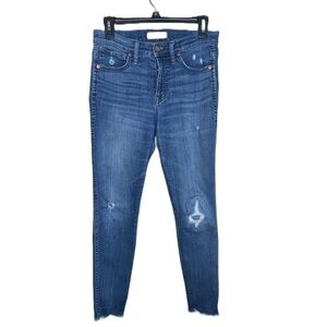 𝅺madewell nine inch high rise distressed skinny jeans
